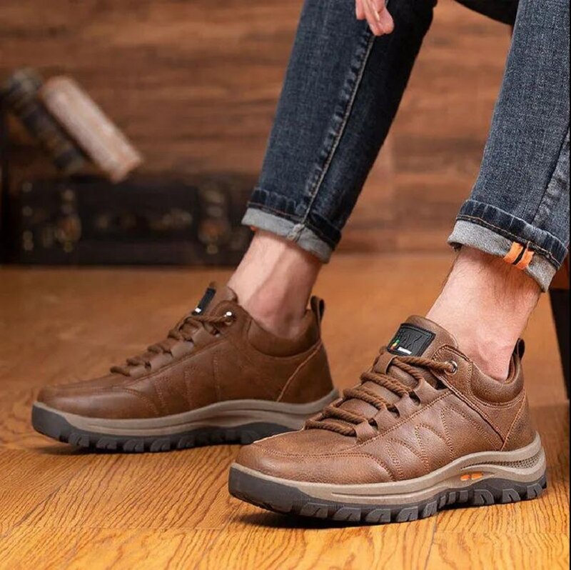 Мужские повседневные кожаные кроссовки, удобная дышащая обувь для отдыха, нескользящая обувь, на осень