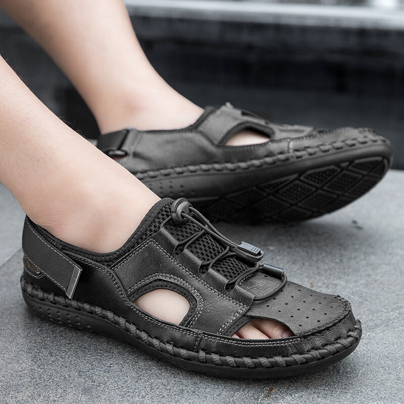 Sandali roma classici in pelle per uomo scarpe 2021 sandali estivi morbidi e confortevoli calzature da spiaggia per uomo all'aperto di grandi dimensioni fatte a mano