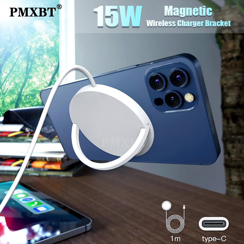 15w carregador sem fio magnético para iphone 12 pro max 12mini qi carregador de carregamento rápido adaptador usb ímã com suporte de mesa almofada