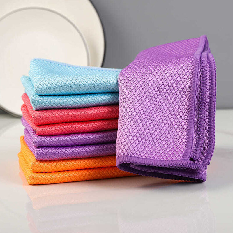 Chiffons de nettoyage en microfibre, 5/10 pièces, serviettes de cuisine absorbantes, lingettes de nettoyage ménager, accessoires de cuisine