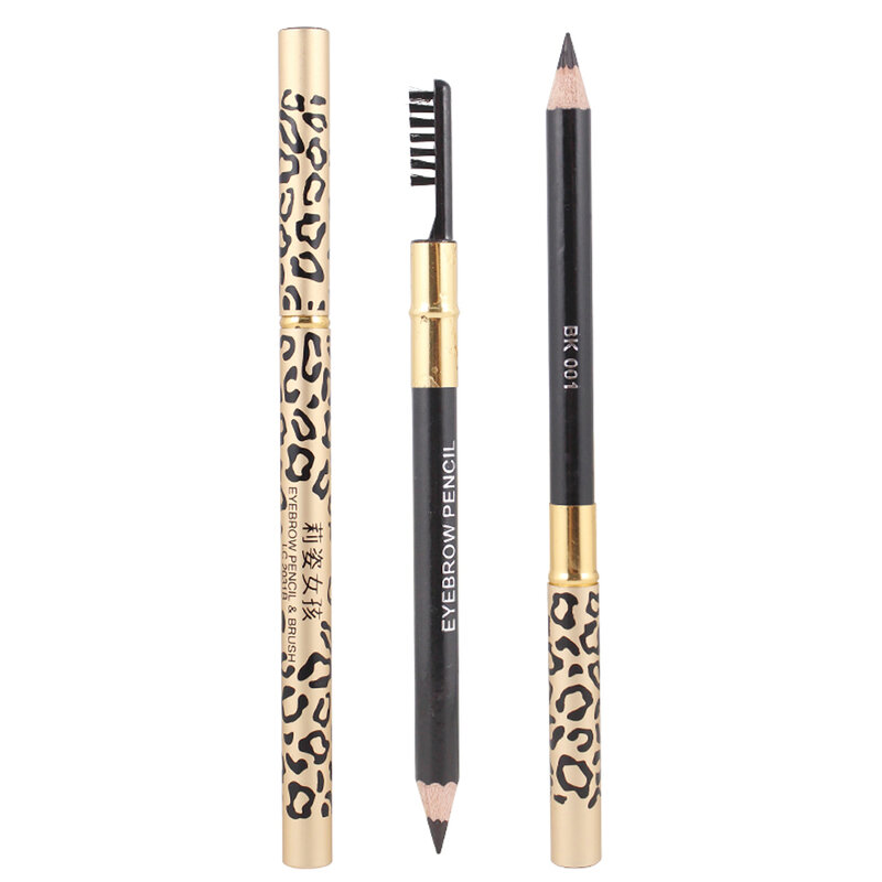 Crayon à sourcils imprimé léopard avec brosse, à séchage rapide, Double tête, stylo de maquillage durable et naturel, étanche