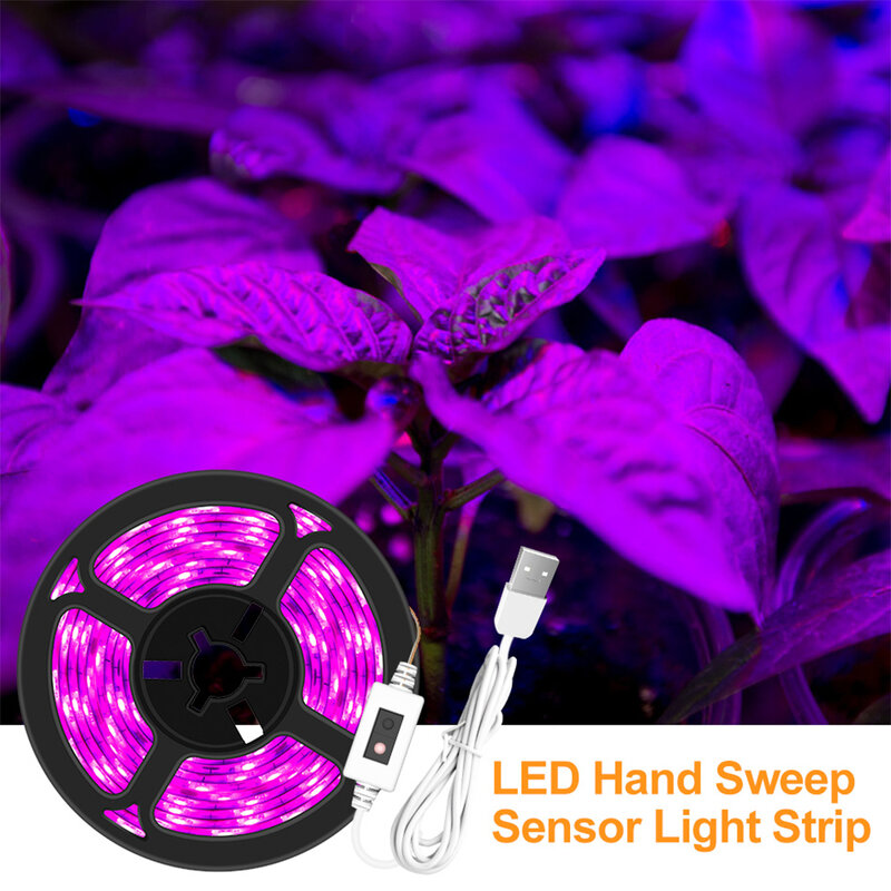 Oświetlenie LED do uprawy Full Spectrum USB 5V rozwijaj listwa oświetleniowa 2835 SMD Hand Sweep ściemnianie rośliny cieplarnianych hydroponicznych 0.5M 1M 2M 3M