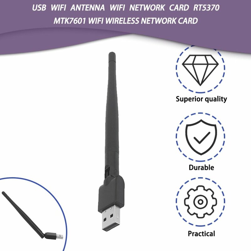 Antena WiFi Rt5370, USB 2,0, 150Mbps, tarjeta de red inalámbrica, adaptador LAN 802.11b/gn con antena giratoria, MTK7601