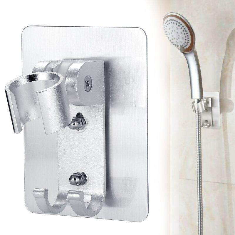 Pegangan Kepala Shower Mandi Braket Penyangga Aluminium Dapat Disesuaikan Pegangan Shower Tipe Tempel Bergerak untuk Alat Gadget Mandi