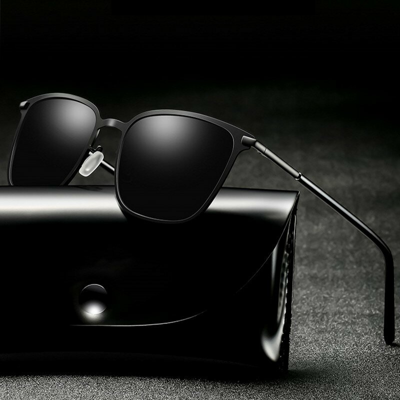 Okulary męskie polaryzacyjne stop kwadratowa ramka okulary jazdy dla mężczyzn kobiety Vintage promienie marka projektant gogle UV400