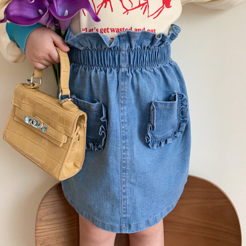 Детская джинсовая юбка-пачка Babyinstar, с радужным принтом в виде единорога, модная одежда для девочек, детская верхняя одежда, одежда для мален...