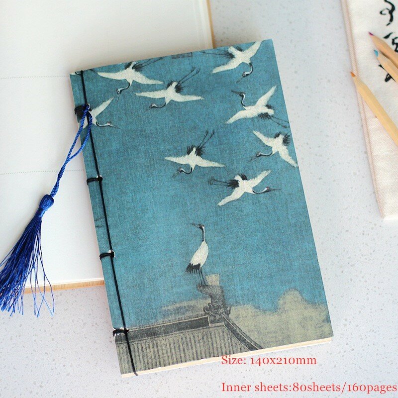 Retro chino famoso pinturas Wirebound cuaderno y revistas de borlas en blanco Kraft cuaderno estudiantil papelería