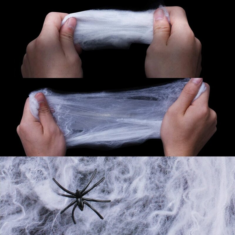 할로윈 장식 스파이더 웹 장식 무서운 거대한 거미 작은 가짜 거미 외부 마당 정원 잔디 파티에 대한 스트레치 거미줄