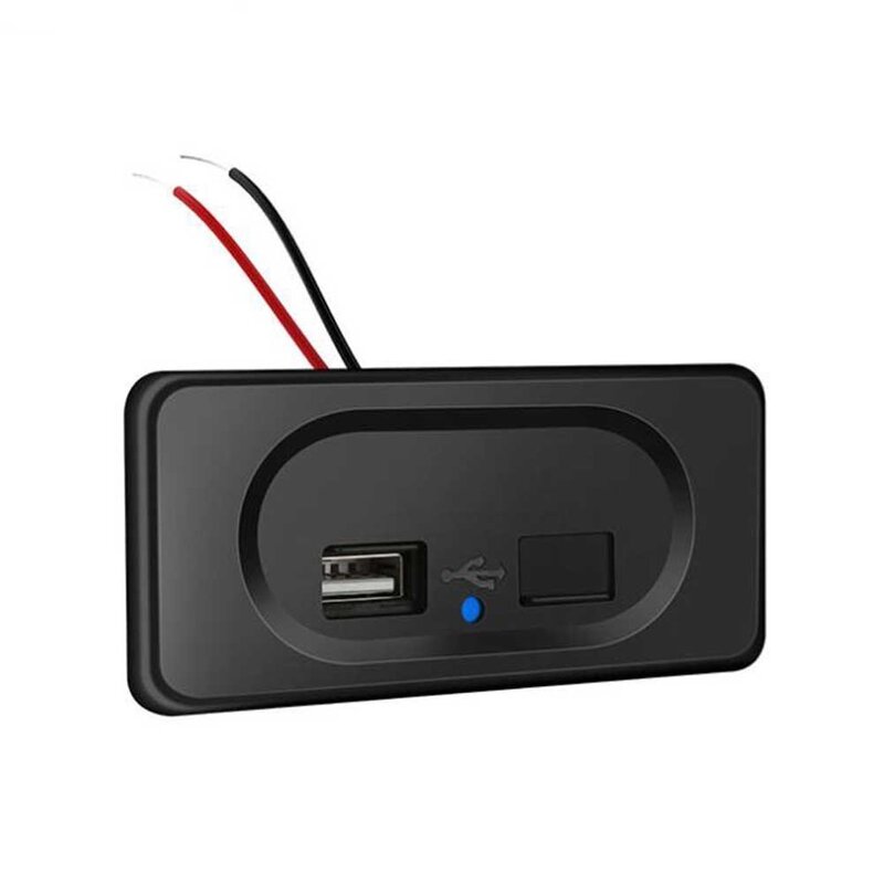 Cargador USB con doble salida para coche, accesorio duradero de color negro con indicador LED azul, carga rápida, DC 5V/3.1A, 1 ud.