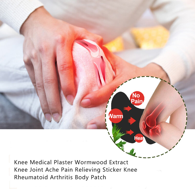 60Pcs Knee Pain Relief Patch ด้วยตนเอง Wormwood โรคข้ออักเสบสติกเกอร์คุณภาพสูงเข่าบรรเทาสมุนไพรปูนปลาสเตอร์ทางก...