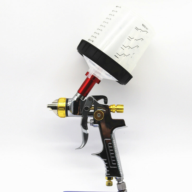 Spritzpistole Mit Adapter Und Pps Tank HVLP Spritzpistole Auto Feed Farbe Spray Gun 1.3/1.4/1,7mm Düse Szie Auto Farbe Airbrush