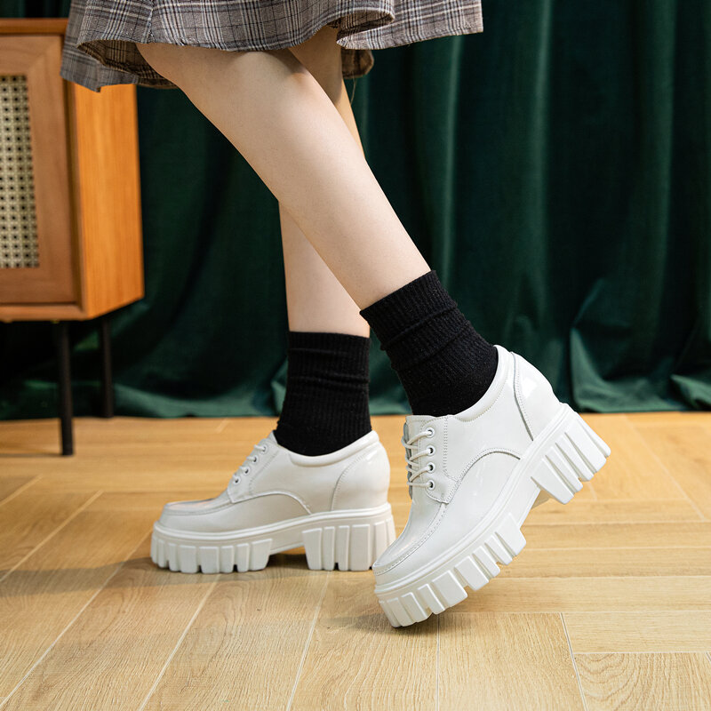 AIYUQI damskie buty typu Oxford wiosna 2021 nowa skórzana gruba podeszwa wygodna platforma z brytyjskimi butami damskimi