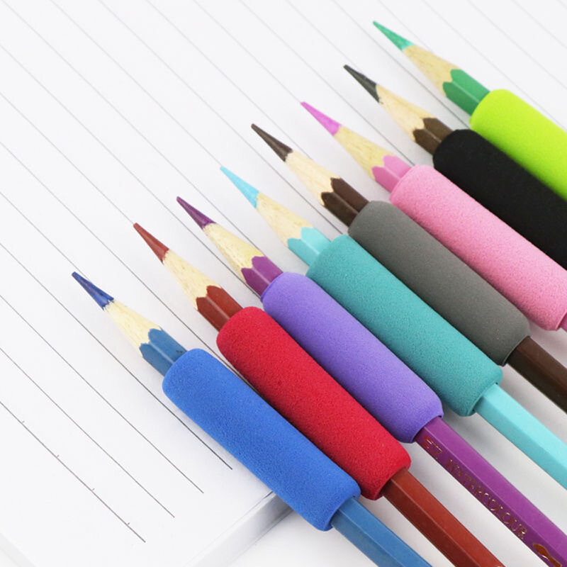 Empuñaduras de espuma suave clásicas para lápices, cubierta de lápiz de 1,5 pulgadas, soporte para lápices, pinzas para lápices para niños y estudiantes, 10 Uds.