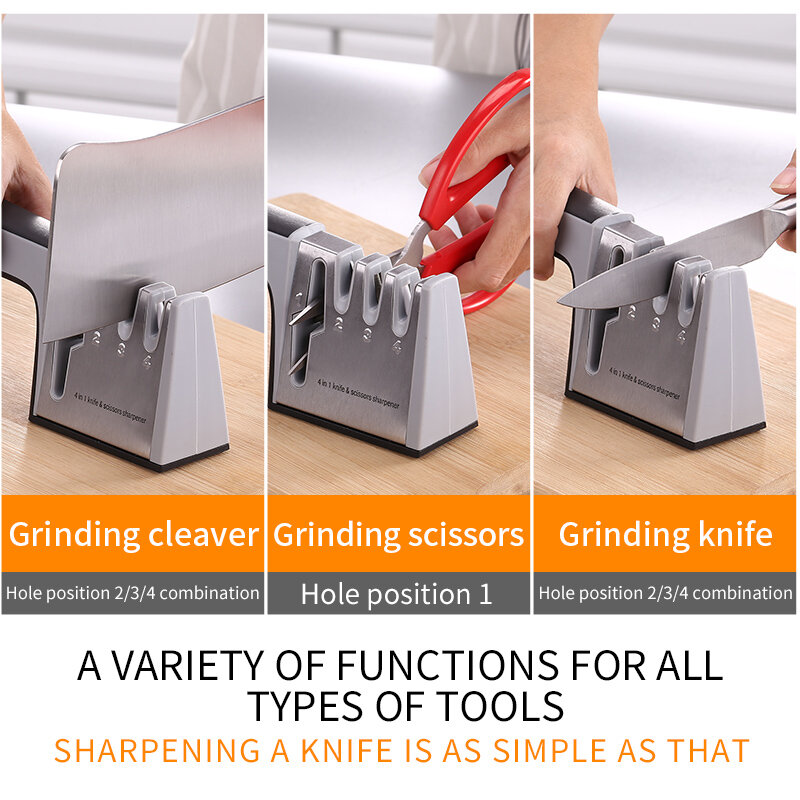 JueQi Knife Sharpener 4 in 1 Diamond Coated&Fine Ceramic Rod Knife Shears and Scissors Sharpening System Stainless Steel Blades