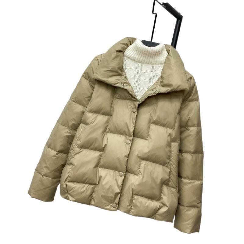 2021 outono inverno novo gola para baixo jaqueta feminina solta quente pato branco para baixo jaquetas curtas casacos femininos outerwear