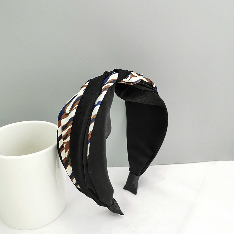 new hair hoop fashion printing stripe cloth art headwear hair bundle wide knot head hoop women Head Wrap Accessories
