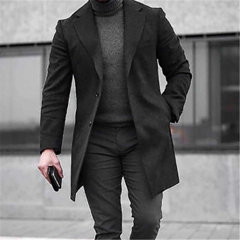 Abrigo largo de lana de manga larga para hombre, abrigo informal suelto de  un solo pecho, moda de otoño e invierno, tendencia coreana, nuevo -  AliExpress