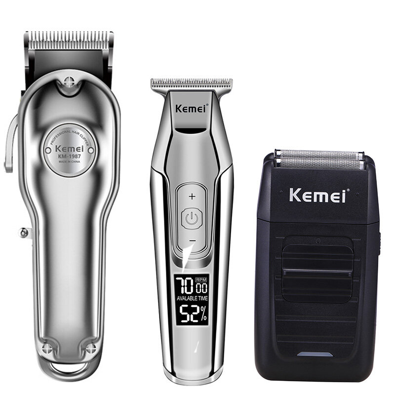 Kemei cortadora de pelo eléctrica para peluquero kit de máquina cortadora de pelo combo de KM-1987 KM-1986 KM-5027