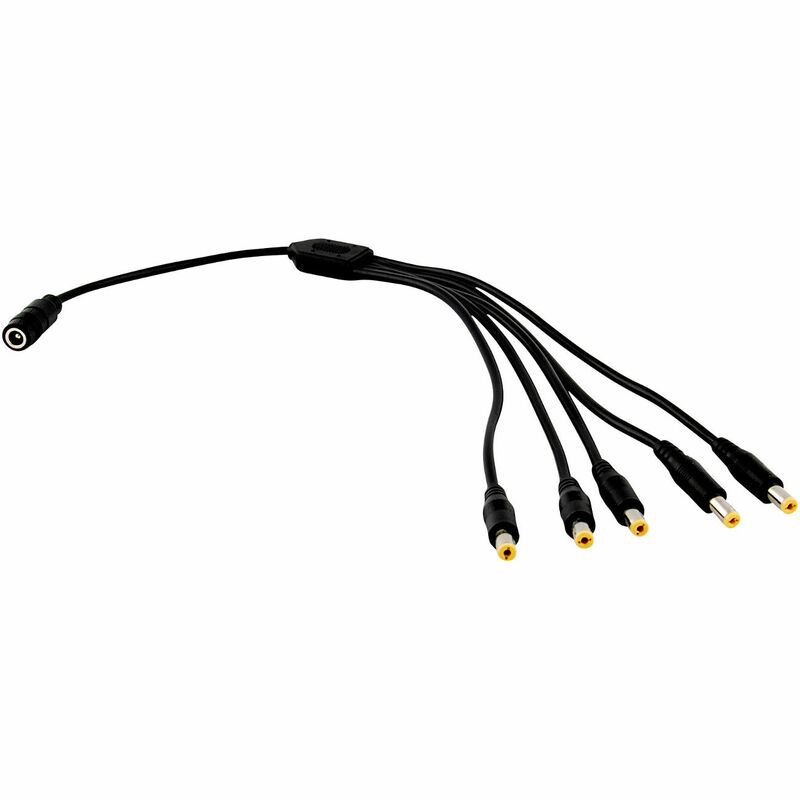 1:5 kabel rozdzielacza mocy DC przewód 1 żeński do 5 męskich portów 5.5x2.1mm Pigtals 12V