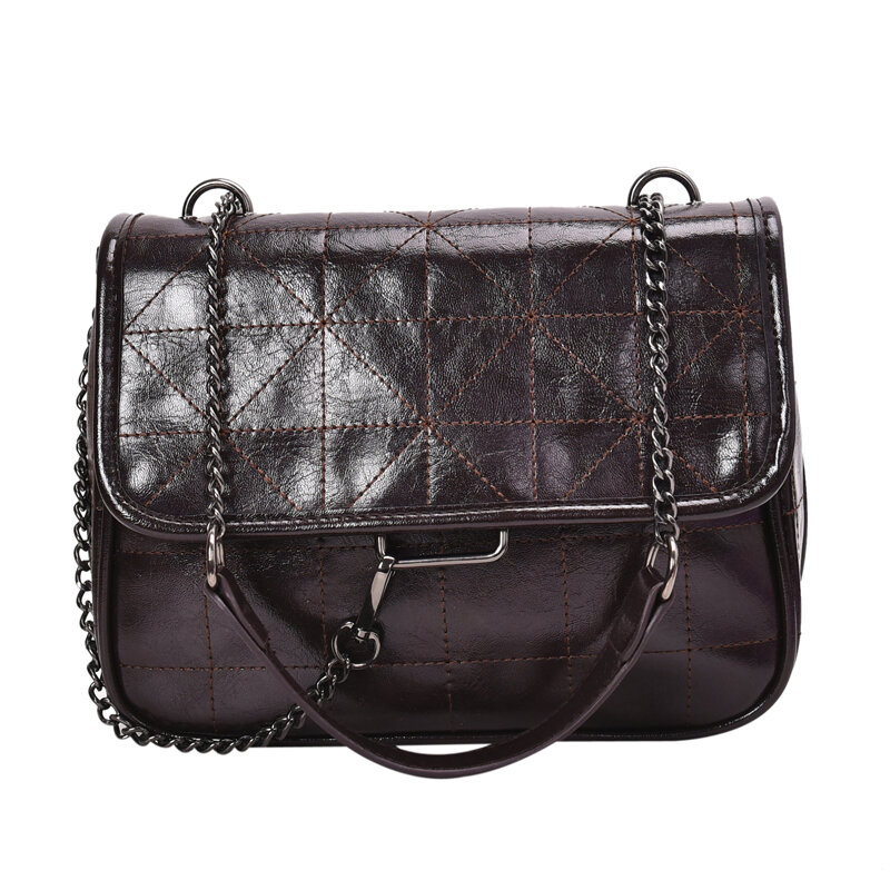 خمر قدرة عالية حمل حقيبة 2021 موضة جديدة عالية الجودة بولي Leather جلد المرأة مصمم حقيبة يد سلسلة الكتف حقيبة ساعي