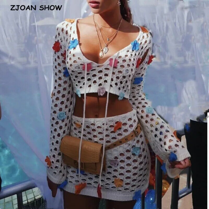 2020 bohemia emendado 3d flor mão crochê cardigan camisola retro feminino manga longa alargamento maré arco malha malhas jumper
