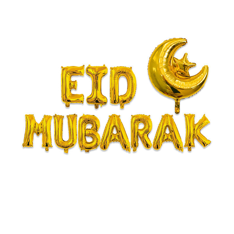 Tháng Ramadan Trang Trí Bóng Eid Mubarak Trang Trí Ngôi Sao Mặt Trăng Trái Tim Viền Balo Đảng Tháng Ramadan Kareem Eid Đồ Trang Trí Biểu Ngữ Bóng