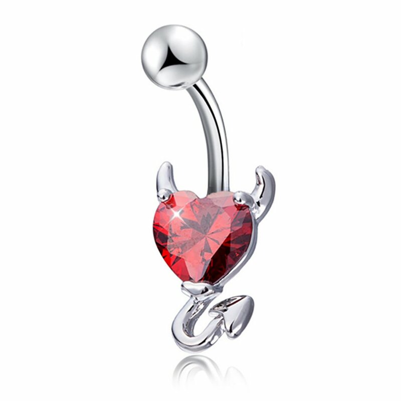 1 Pcs Navel Belly Button Ring Glitter Love Heart Decor Piercing Jewelry Navel Nail For Women Jewelry