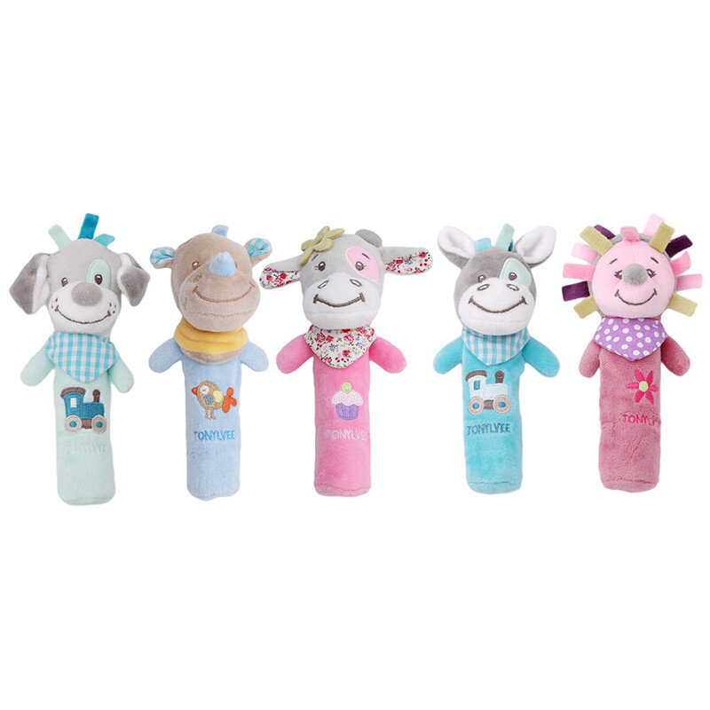 Baby Rattles Ring Bell Infant Cartoon Animal Rattle Cute Plush Animal Hand Bells Newborn Early Educational Doll Toys Speelgoed