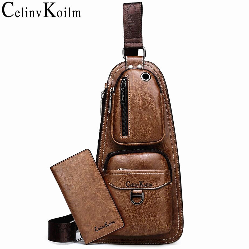 Celinv Koilm العلامة التجارية الشهيرة الرجال Daypacks عادية عالية الجودة الساخن Crossbody حقيبة صدر للرجال رجل حمالة جلدية حقائب للسفر في الهواء الطلق