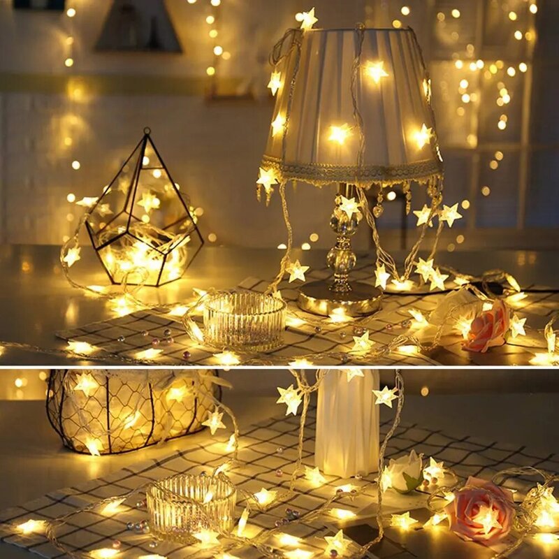 Star Lights String Battery Charged Star Decorations Warm White Decorative Stars For Weddings Birthday