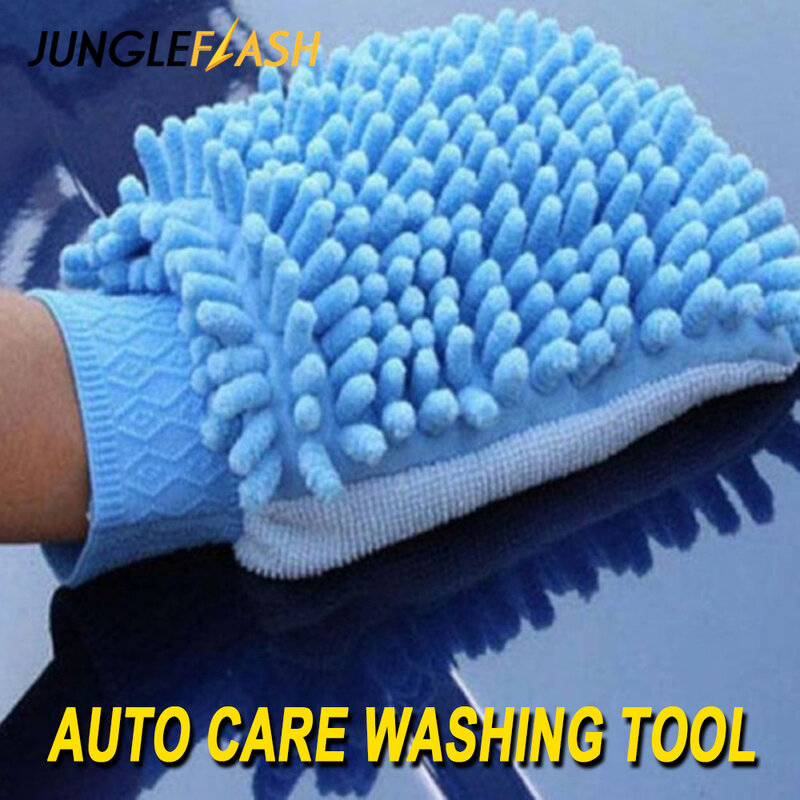 JUNGLEFLASH Microfiber Car Cleaning Car Detailing Chenille Glove Mitt Ultrafine Microfiber Household Auto-Care Washing Cloth