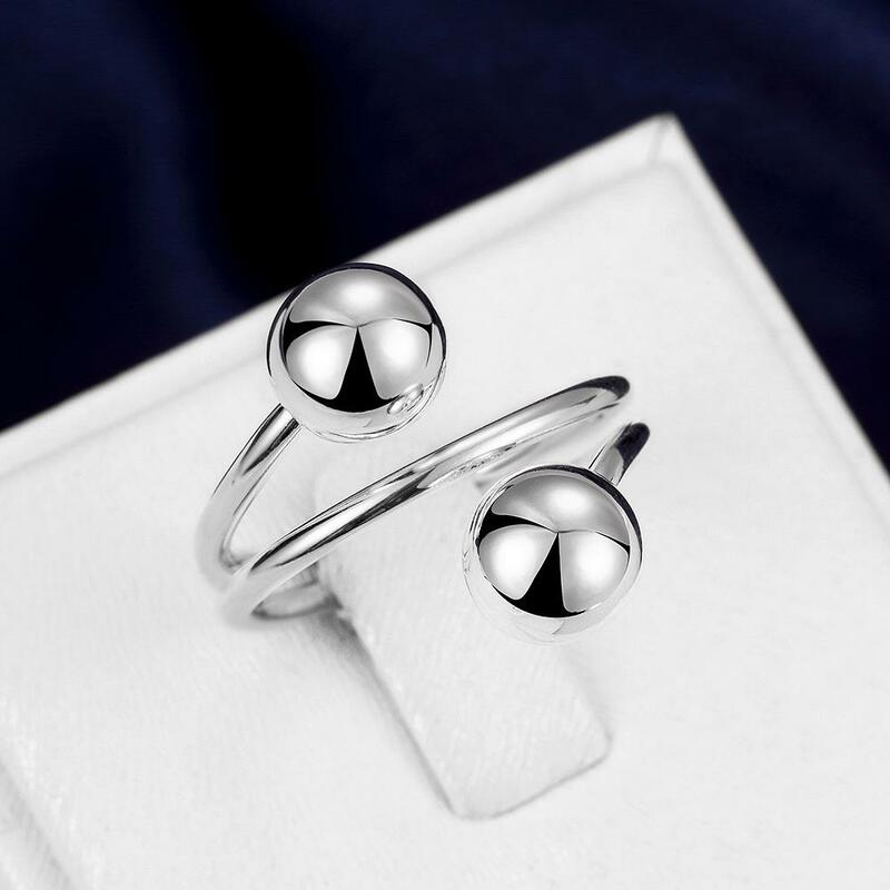 925 Sterling Silver Plated color ball Rings For Women Fashion Party wedding party jewelry Charms couple Gifts size 8