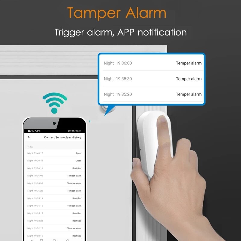 Tuya 스마트 와이파이 도어 센서 문 열림/닫힘 감지기 Alexa Google Home Smar tLife 앱과 호환 가능, 20PCS