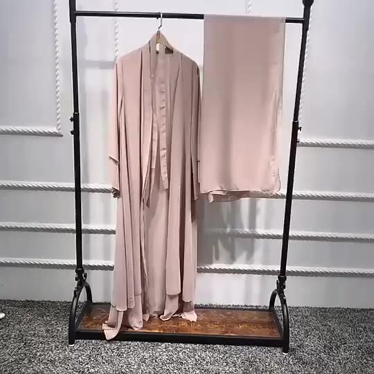 Robe Cardigan en mousseline de soie pour femmes, Kaftan, style musulman, décontracté, grande taille, vêtements islamiques