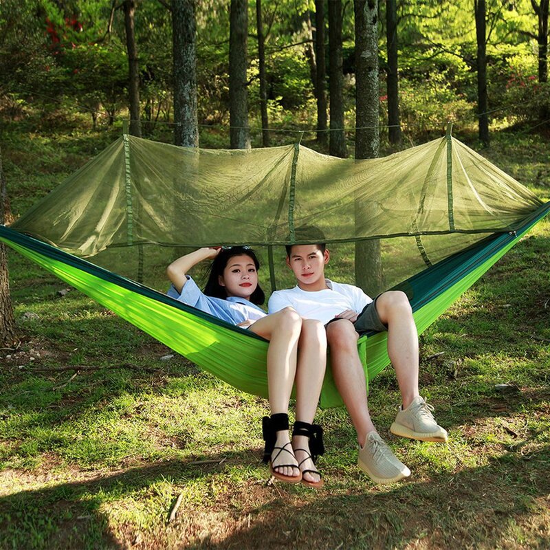 Doppel 210T Nylon Outdoor Moskito-beweis Luft Camping Hängematte Atmungsaktive Anti-moskito Durable Hängematte
