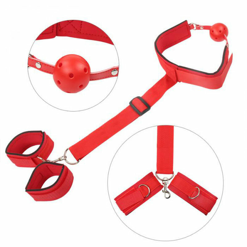 BDSM Restraint Bondage Belt Erotic Couples Games Handcuffs with Mouth Gags Adults Sex Toys Backhand Bandage With Mouth Plug