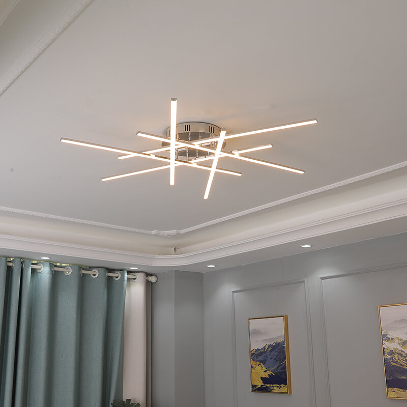 Luces de techo de led de techo modernas para sala de estar, dormitorio, cocina, accesorio de iluminación para interior cromado