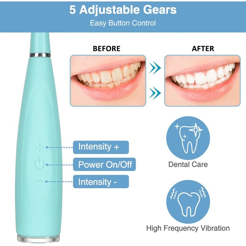 Elettrico Ultra sonic Sonic Dental Scaler ultrasuoni USB ricaricabile denti calcolo rimozione tartaro detergente per denti testina per spazzolino
