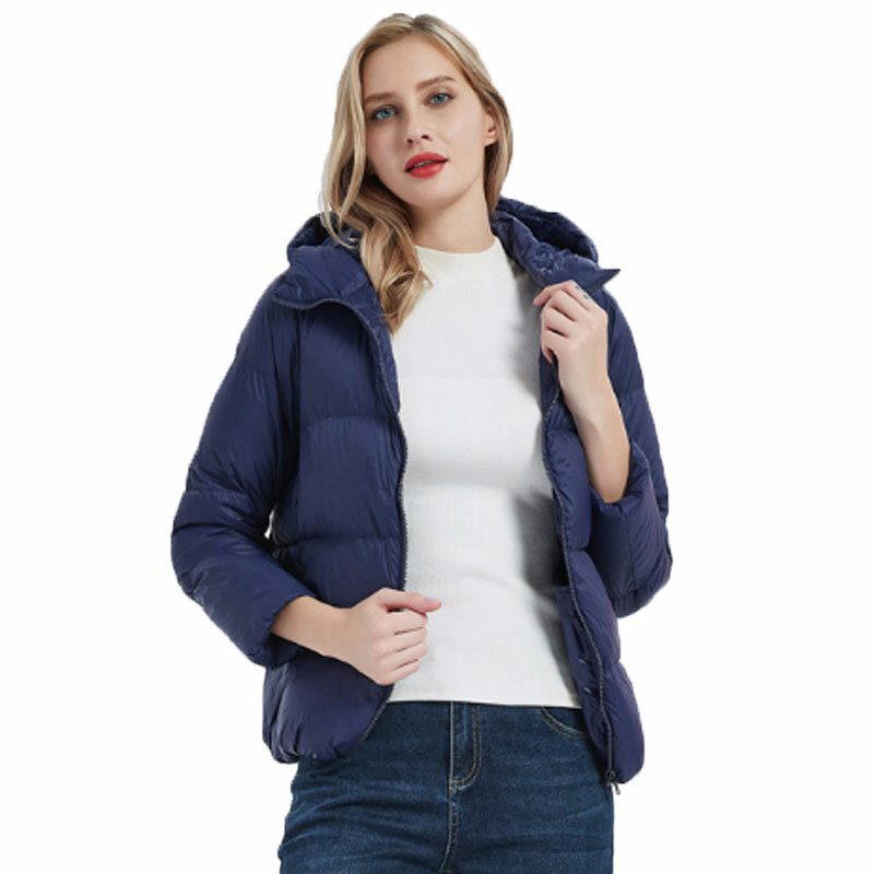 MGFashion 2021 뉴 후드 플러스 사이즈 다운 재킷 여성 2021 겨울 화이트 오리 슬림 파커 스 지퍼 굵은 짧은 겉옷