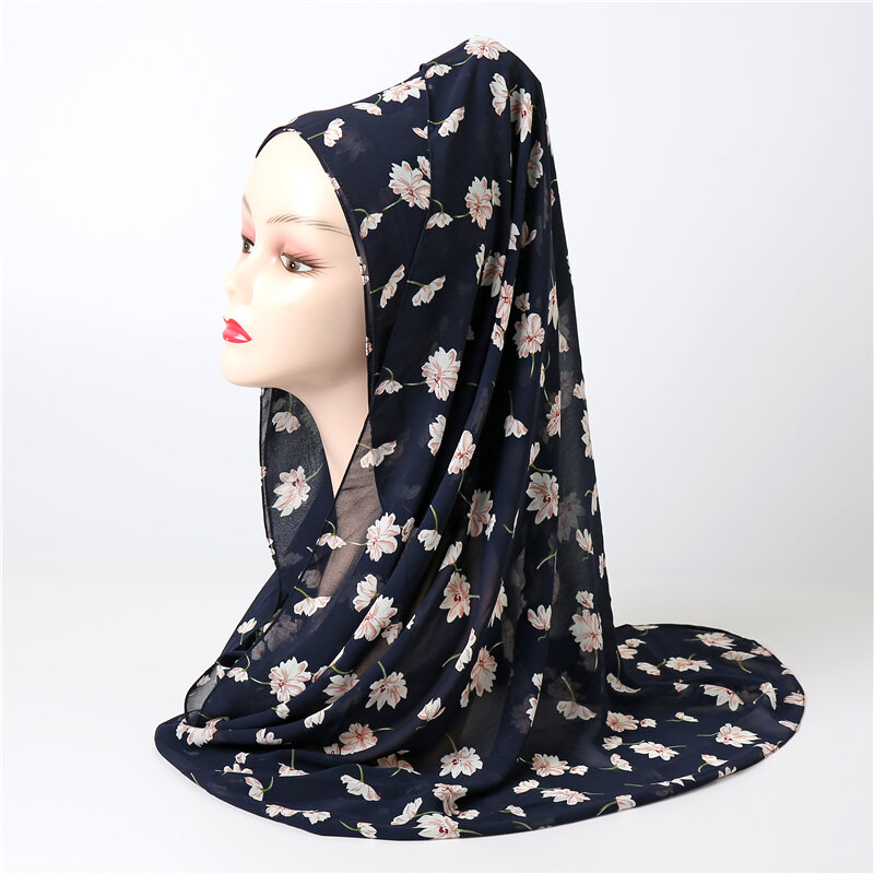 Pañuelo de gasa con estampado Floral para mujer, Hijab musulmán, Foulard, Pashmina, moda de primavera, 2022