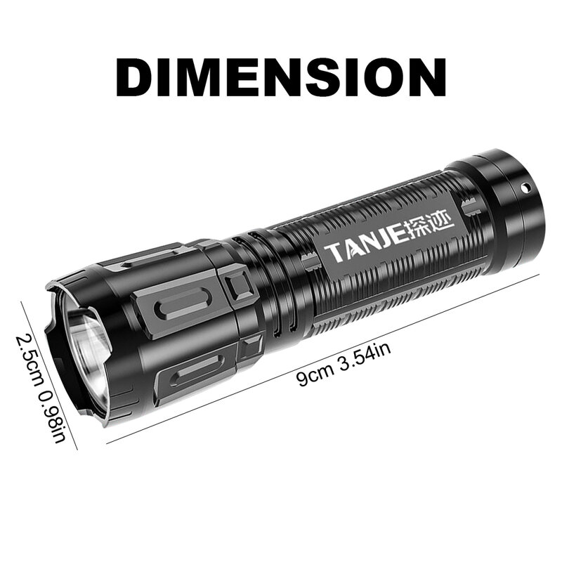 Torcia a LED torcia tascabile ricaricabile USB torcia impermeabile con funzione di potenza in uscita per riflettore portatile Camoping
