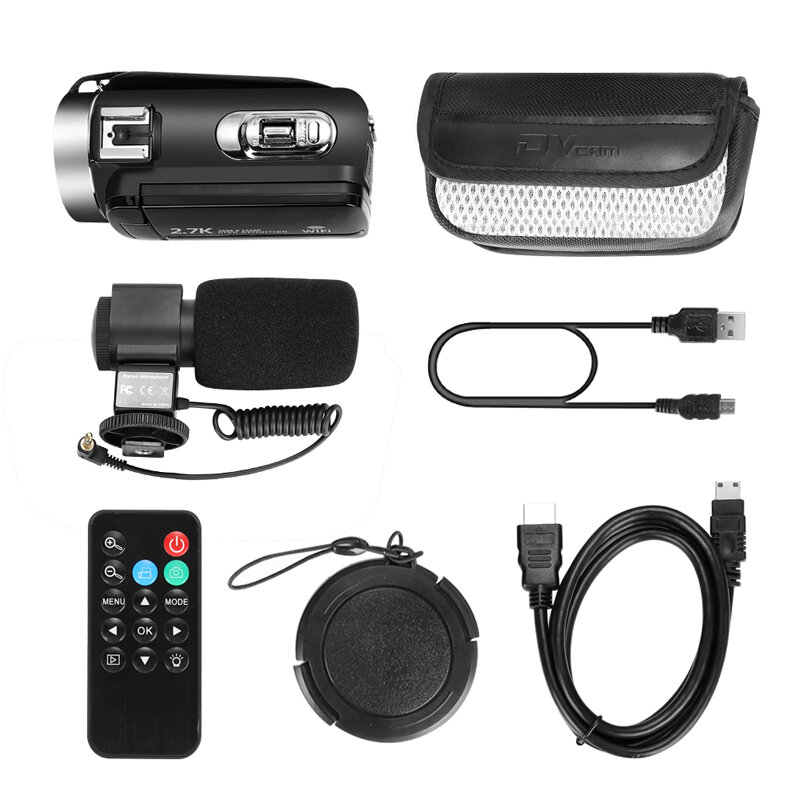 Видеокамера 2,7 K, цифровая видеокамера, сенсорный экран 3,0 дюйма, 30 мп, 16X, цифровой зум, поддержка Wi-Fi, FHD видеокамера