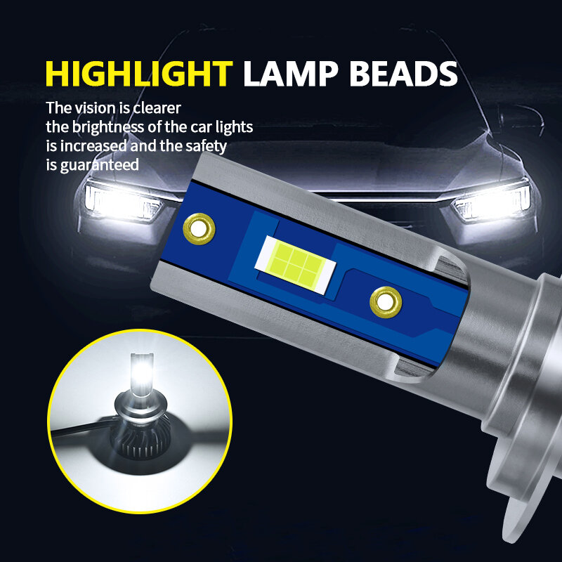 車のヘッドライト用LEDターボ電球,高出力,60W,8000lm,6000k,h1,h4,h8,h11,9005,9006,9004,9007,h13,9-36V