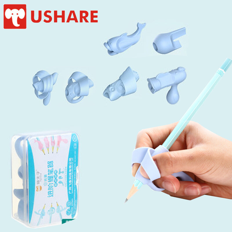 Ushare 4Pcs Pencil Holder Siliconce Safety Pen Grip Set Kids Learning Stationery Children Writing Guide Writing and Correction