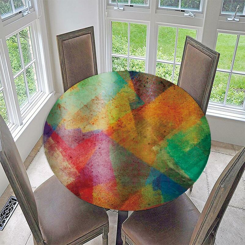 Nappe de Table ajustée imperméable à bords élastiques, décor de cuisine, convient aux Tables rondes en Polyester de 47 pouces