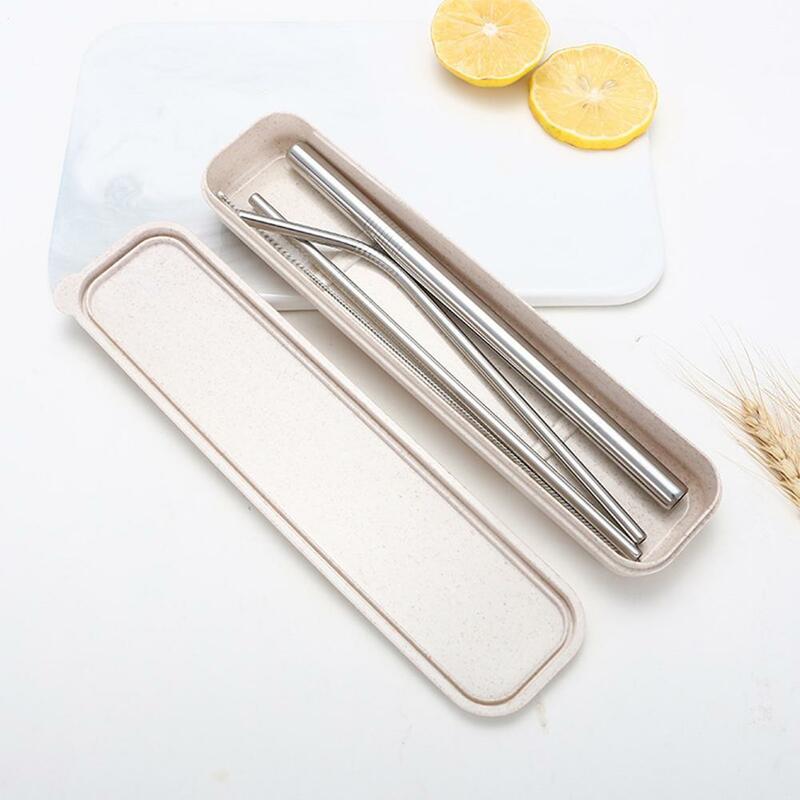 3Pcs Stainless Steel Reusable Bent Straight Drinking Straw Party Bar Drinkware