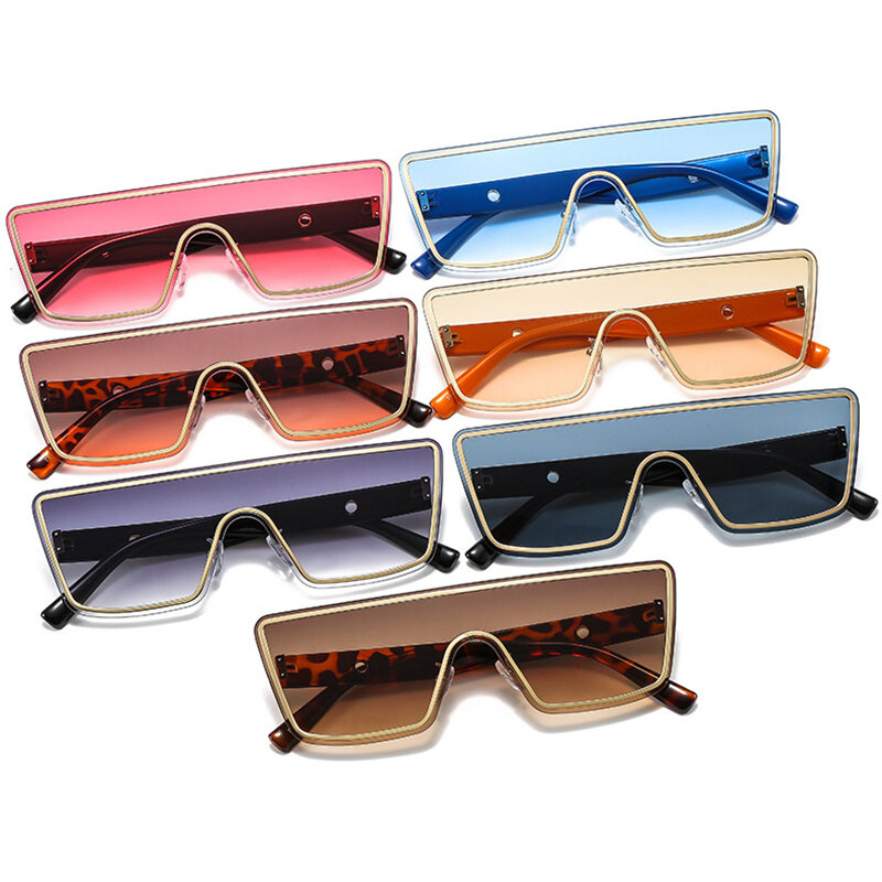 Retro oversized uma peça feminina óculos de sol designer ins moda popular colorido gradiente óculos de sol homens tons