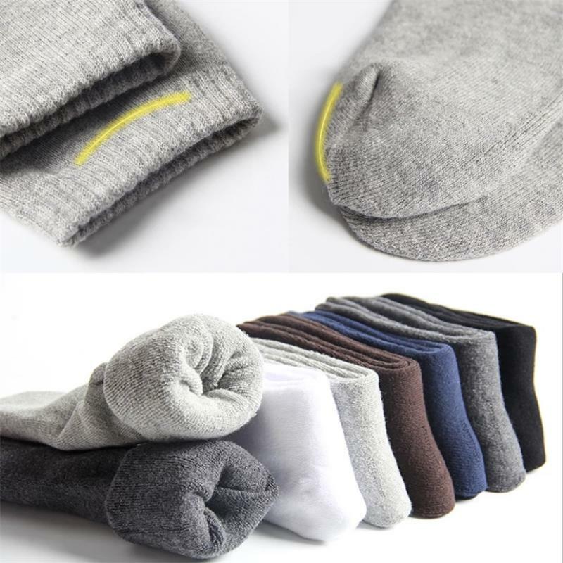 Calcetines gruesos de algodón para hombre, medias gruesas de alta calidad, cálidas, para negocios, de Color sólido, para invierno, 5 pares