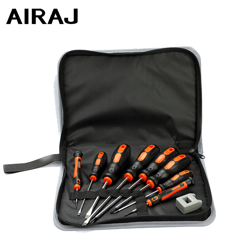 AIRAJ ไขควงชุดเครื่องมัลติฟังก์ชั่นอะไหล่ซ่อมมือเครื่องมือ Magnetizer และกระเป๋า