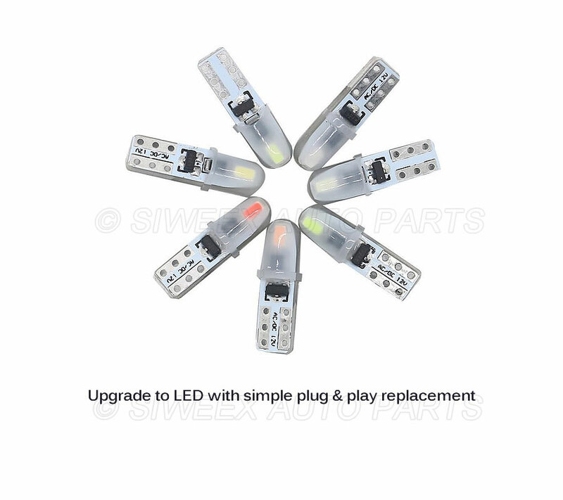자동차 대시 보드 조명, T5, 2 3014 SMD 독서 계기판 램프, 무극성 LED 전구, 흰색 12V DC, 10 개